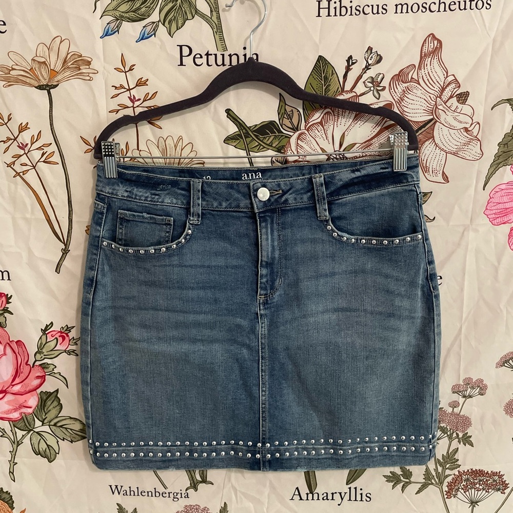 a.n.a Blue Studded Mini Skirt